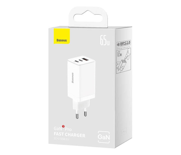 BASEUS GaN5 pro 65W EU Kabel USB-C 1m (white) CCGP120202 - 1151980 - zdjęcie 5